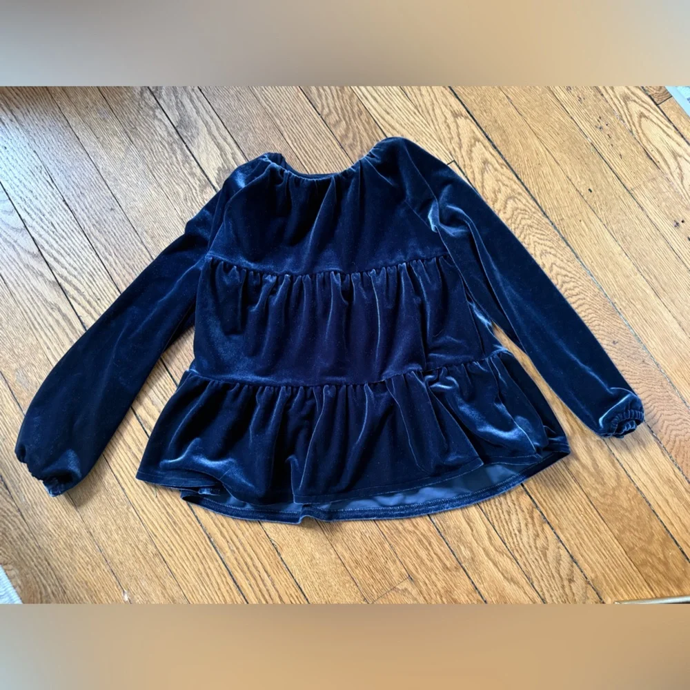 Crewcuts Midnight Blue Velvet Top - Size 6 / 7